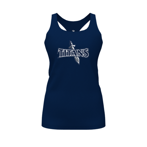 [CUS-DFW-RCBK-PER-NVY-FYS-LOGO1] Racerback Tank Top (Female Youth S, Navy, Logo 1)