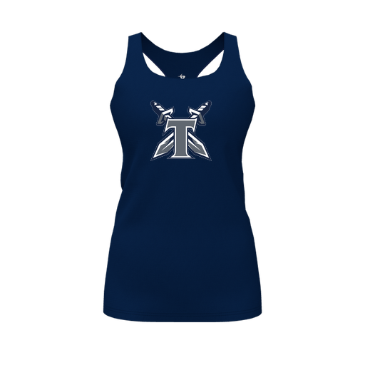 [CUS-DFW-RCBK-PER-NVY-FYS-LOGO2] Racerback Tank Top (Female Youth S, Navy, Logo 2)