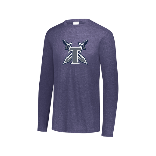 [FTLCUBNV-AXS-LOGO2] Decker Men's Tri-Blend T-Shirt - Long Sleeve (Adult XS, Navy, Logo 2)