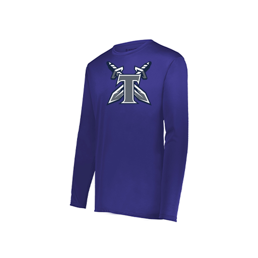 [222823.747.S-LOGO2] Youth LS Smooth Sport Shirt (Youth S, Purple, Logo 2)