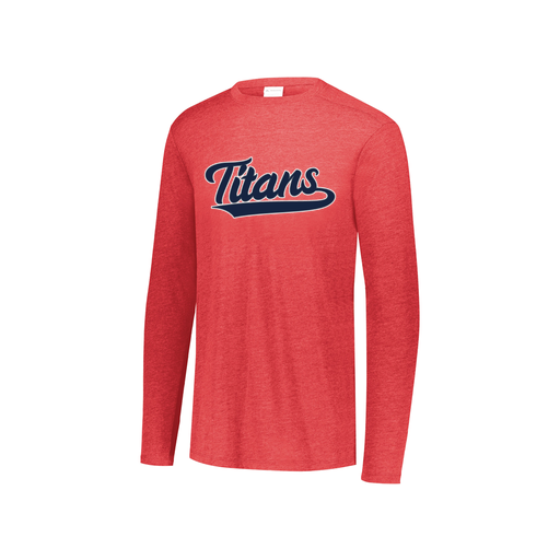[FTLCUBRD-YS-LOGO3] Decker Youth Tri-Blend T-Shirt - Long Sleeve (Youth S, Red, Logo 3)