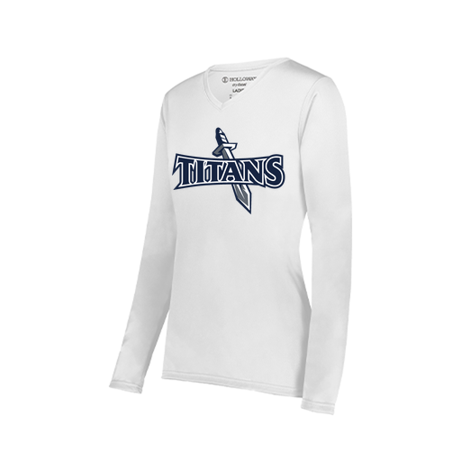 [222824.005.S-LOGO1] Ladies LS Smooth Sport Shirt (Female Adult S, White, Logo 1)