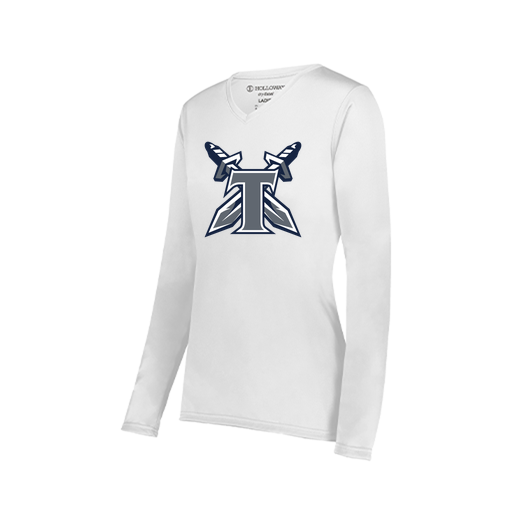 [222824.005.S-LOGO2] Ladies LS Smooth Sport Shirt (Female Adult S, White, Logo 2)