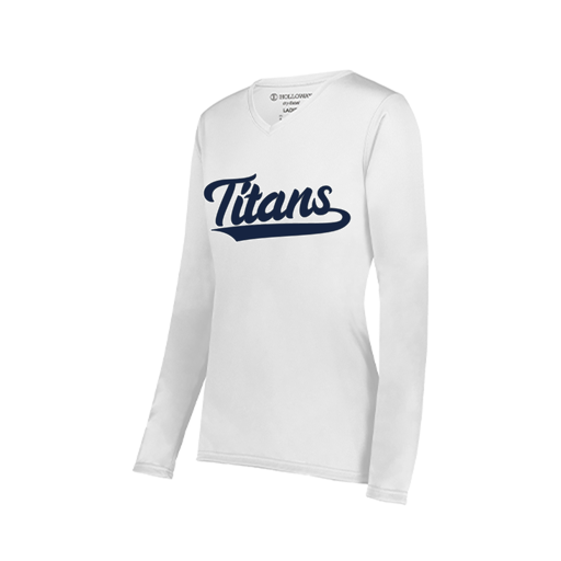 [222824.005.S-LOGO3] Ladies LS Smooth Sport Shirt (Female Adult S, White, Logo 3)